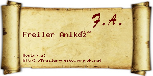 Freiler Anikó névjegykártya