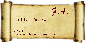Freiler Anikó névjegykártya